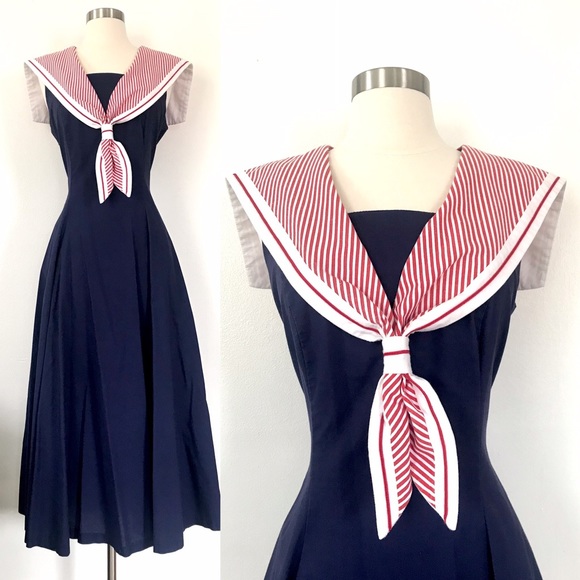 Vintage Dresses & Skirts - Vintage 1980’s does 50’s sailor nautical dress